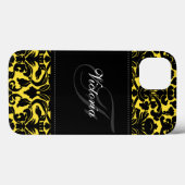 Monogram zwarte en gele Damask iPad Air draagtas Case-Mate iPhone Case (Achterkant (horizontaal))