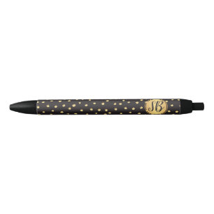 Monogram, zwarte en gouden borstelstrokken polka-p inkt pen