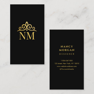 Monogram Zwarte En Gouden Kroon Visitekaartje