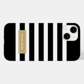 Monogram zwarte en goudpreppy Stripes Case-Mate iPhone Case (Achterkant (horizontaal))