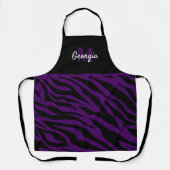 Monogram Zwarte en Paarse Zebra Strepen Schort (Voorkant)
