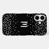 Monogram zwarte en witte Confetti Case-Mate iPhone Case (Achterkant (horizontaal))
