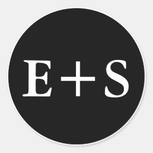 Monogram  Zwarte en witte envelop Ronde Sticker