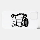 Monogram zwarte en witte harp Case-Mate iPhone case (Achterkant (horizontaal))