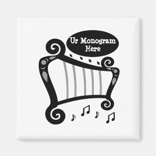 Monogram zwarte en witte harp magneet