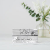 Monogram zwarte en witte hout visitekaartje (Staand voorkant)