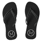 Monogram zwarte en witte kleine Stippen Teenslippers (Voetbed)