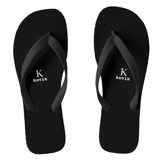 Monogram: zwarte en witte moderne teenslippers (Voetbed)