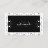 Monogram zwarte en witte mousserende diamanten visitekaartje (Voorkant)