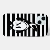 Monogram zwarte en witte pinguïn en stripes Case-Mate iPhone case (Achterkant (horizontaal))