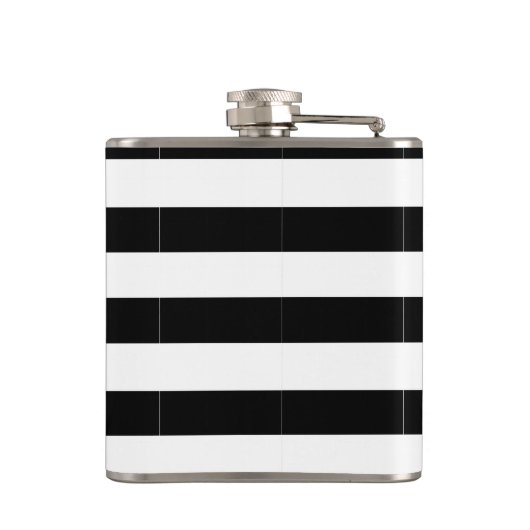 Monogram zwarte en witte pinguïn en stripes heupfles (Achterkant)