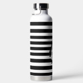 Monogram zwarte en witte pinguïn en stripes waterfles (Rechts)