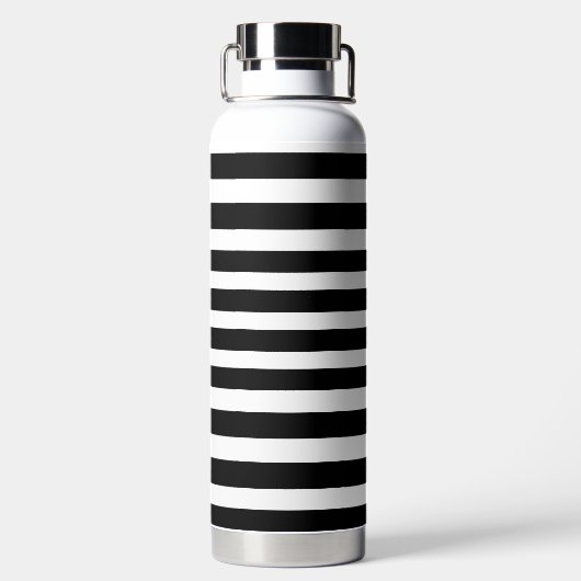 Monogram zwarte en witte pinguïn en stripes waterfles (Achterkant)