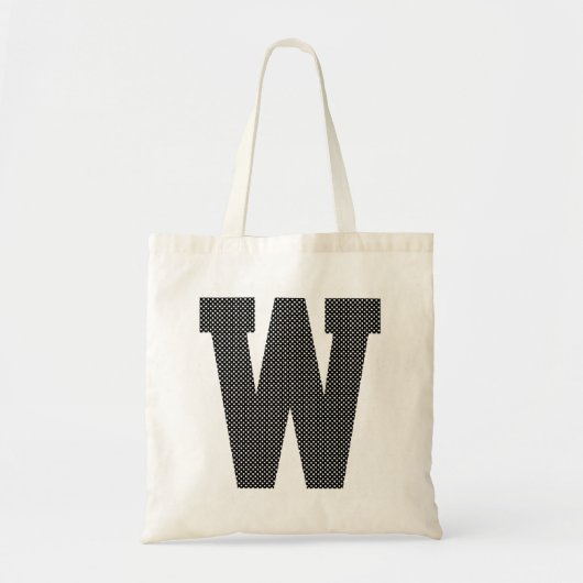 Monogram zwarte en witte poka Dot Tote Bag (Voorkant)