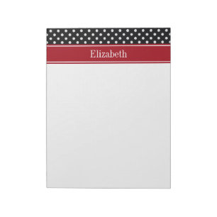 Monogram zwarte en witte poka Dots Carranberry Nam Notitieblok