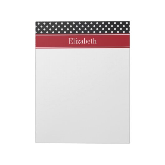 Monogram zwarte en witte poka Dots Carranberry Nam Notitieblok (Gedraaid)