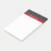Monogram zwarte en witte poka Dots Carranberry Nam Post-it® Notes (Schuin)