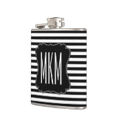 Monogram zwarte en witte strepen heupfles (Links)