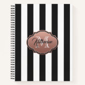 Monogram zwarte en witte strepen notitieboek (Voorkant)