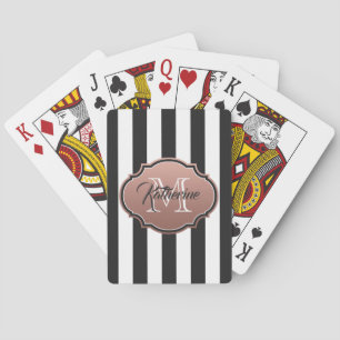 Monogram zwarte en witte strepen pokerkaarten