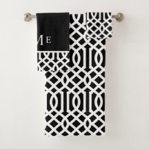 Monogram zwarte en witte Trellis | bewerkbare kleu
