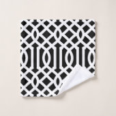 Monogram zwarte en witte Trellis | bewerkbare kleu Bad Handdoek (Wasdoekje)