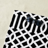 Monogram zwarte en witte Trellis | bewerkbare kleu Strandlaken (In situ)