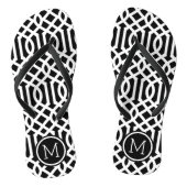 Monogram zwarte en witte Trellis Teenslippers (Voetbed)