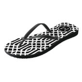 Monogram zwarte en witte Trellis Teenslippers (Schuin)