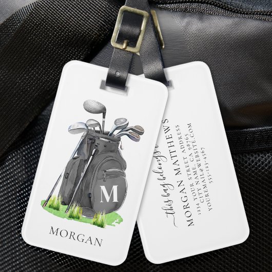 Monogram zwarte golftas bagagelabel