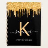 Monogram zwarte goudglitterdruppels 2021 planner (Voorkant)