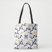 Monogram zwarte & goudliefhebber Canvas tas (Voorkant)