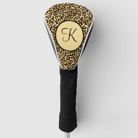 Monogram zwarte goudluipaard Afdrukken Cheetah Pri Golfheadcover (Voorkant)
