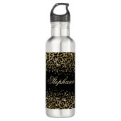 Monogram zwarte goudluis afdrukken Glitter Trendy Waterfles (Voorkant)