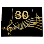 Monogram zwarte goudmuzieknoten groot cadeauzakje (Voorkant)