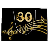 Monogram zwarte goudmuzieknoten groot cadeauzakje (Achterkant)