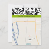 Monogram zwarte & Groene Damasdirectiekaart Kaart (Achterkant)