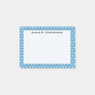 Monogram Zwarte Honingraat op Hemelblauw Post-it® Notes