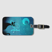 Monogram zwarte kattesterhemelillustratie bagagelabel (Voorkant (horizontaal))