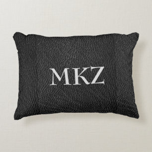 Monogram Zwarte Leer Look Accent Kussen