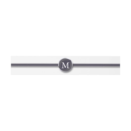 Monogram zwarte lijn en Button Uitnodigingen Wikkel (Vlak)