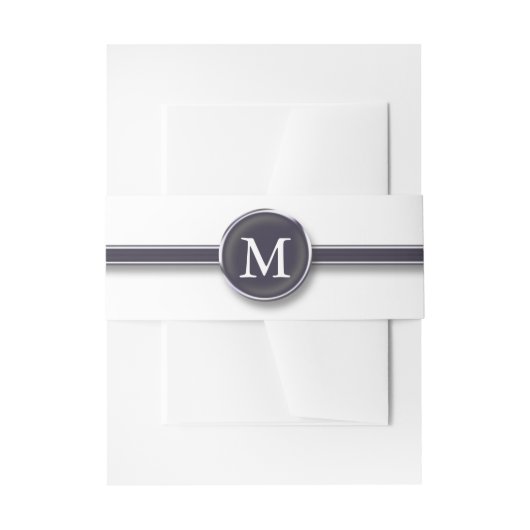 Monogram zwarte lijn en Button Uitnodigingen Wikkel (Voorkant Voorbeeld)