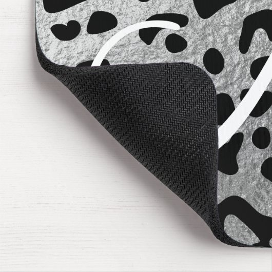 Monogram zwarte luipaard en Faux Silver Foil Muismat (Hoek)