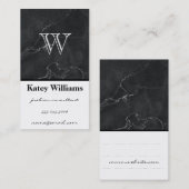 Monogram | Zwarte marmer | Lux Visitekaartje (Voorkant / Achterkant)