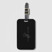 Monogram zwarte minimalistische handgeschakelde In Bagagelabel (Voorkant (verticaal))