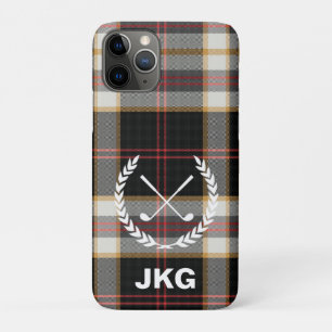 Monogram Zwarte Plaid Golfclubs Lauwerkrans iPhone 11 Pro Hoesje