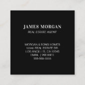 Monogram zwarte rand Faux Gold Foil Vierkante Visitekaartje (Achterkant)