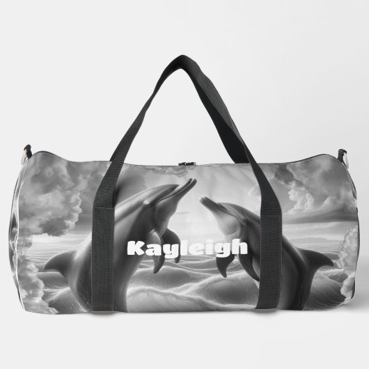 Monogram Zwarte & Witte Dolfijnen Oceaan | Plunjezak (Voorkant)