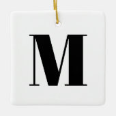 Monogram zwarte witte initiaal Kerstmis Keramisch Ornament (Voorkant)