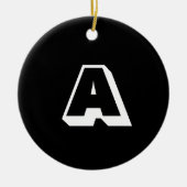Monogram zwarte witte initiaal Kerstmis Keramisch Ornament (Voorkant)